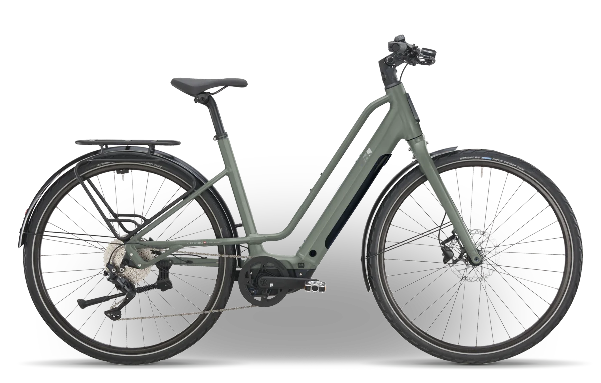 Das neue Cresta eStrada E-Bike in dark-green-matt perfekt für die Stadt.
