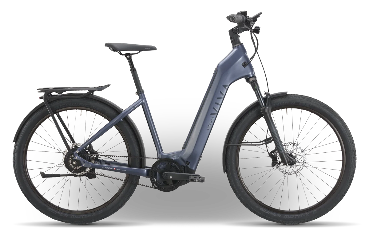 Das neue Cresta eViva GT E-Bike in rosé metallic perfekt für die Stadt.