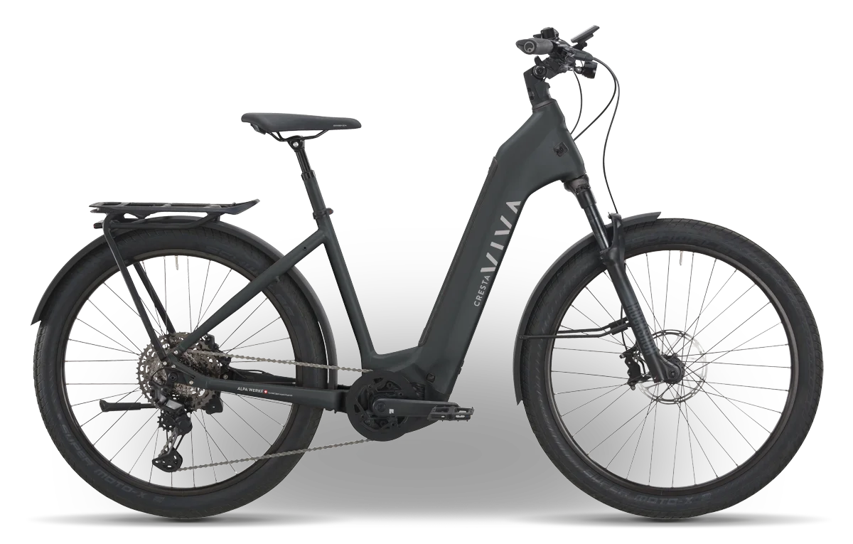 Das neue Cresta eViva GT E-Bike in graphit-black matt perfekt für die Stadt.